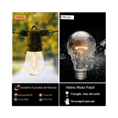 Tira de Luces Solares para Exteriores – 10 Ampolletas | 5 Metros
